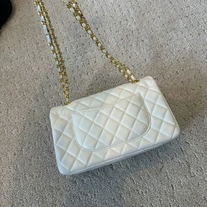 White Quilted “CC” Shoulder Bag